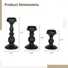 Candle Holders 3Pcs Retro Iron Stands 5.3/6.8/9.1 Inches Tall Pillar Holder Set Black Scented Decor