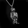 Pendant Necklaces Vintage Gothic Viking Skull Raven Necklace Men's Statement Motorcycle Riding Hip Hop Punk Jewelry Gifts