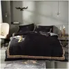 Ensembles de literie Mode Noir Designer Couette ER Queen Taille Couettes Set Ers Feuille Taies d'oreiller Drop Livraison Maison Jardin Textiles Su Dh2Aw