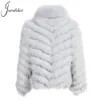 Womens Fur Faux Jxwatcher Real Coat Silk Liner Reversible Wear Jacket Women Winter Warm Custom Luxury Smooth HighGrade Lady 230828