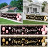 Black Gold Happy Birthday Banner Party Decoration Baby Shower Background Decor Bunting Garland Banners Hanging Flags HKD230829