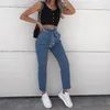 Jeans femininos mulheres alta streetwear calças soltas preto mulheres cintura sexy denim harem