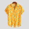 Men's Casual Shirts Summer Avocado Print Breathable Hawaiian Shirt Plus Size High Quality Fluorescent Clothing Top