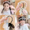 Hair Accessories Girls' Children Mesh Pearl Band Cute Princess Braid Decorative Ribbon Kids Headwear