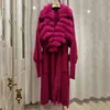 Manteau en fausse fourrure pour femme, tricoté, en laine, avec col réel, manches longues, grande taille, veste féminine, coupe authentique, automne, 230828