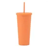 Waterflessen 20 Kleuren 700ML Dubbellaags Frosted Plastic Stro Beker Met Deksel Koffie Drinkware Outdoor Voor Sport camping