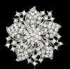 Vintage-Rhodium Silver Plated Clear Rhinestone Crystal Flower Wedding Invitation Pin Brosch