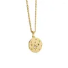 Chains Europe And The United States Disc Diamond Star Necklace Pendant 14K Gold Retro Meteor Female Simple Personality Fashion