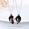 Pendentif Colliers Amis Amour Couple Collier Cool Flamme Coeur Brisé BFF Bonne Amitié Bijoux Cadeau Pour Enfants Garçon Hommes