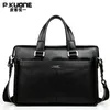 Laptop Bags PKUONE Brand Natural Genuine Leather men bag 14" 15" inch Bag Formal Handbags Fashion business Briefcases 230828