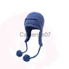 Stingy Brim Hats Korean Ins Fashion Bomber Hat Autumn and Winter Thicked Ear Protection Warm Sticke Cap Men Blue Pom-Pom Women's Hats J230829