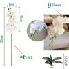 Dekorativa blommor kransar 32 tum konstgjorda phalaenopsis blommor 9 huvuden konstgjorda orkidéer fjärilsblommor stam växter för heminredning 6 st 230828