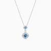 Collana girocollo con angelo, decorazione elegante e affascinante in cristallo, quadrato azzurro, gioielli romantici femminili