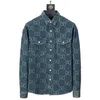 Heren denim overhemd met knoopsluiting, kraag met lange mouwen, casual werkkleding, nauwsluitend denim overhemd, nieuwe top