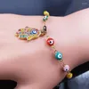 Link pulseiras hamsa mão mal colorido olho islam muçulmano pulseira feminina aço inoxidável turquia olhos cor de ouro artesanal jewlery bxh67