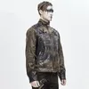 Herrenjacken D.F Punk Herren Braune Freizeitjacke Biker Ledermäntel Windjacke Männliche Modemantel Metalldekoration Partykleidung