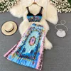 Dwuczęściowa sukienka Summer Boho Beach Holiday Dwupoziomowy zestaw Kombir Dame Dams Seks Seksowny top z uprawami i wysoką talię długą spódnicę 230829