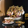 Кружки роскошный европейский стиль в стиле золота с высоким содержанием костей, чайная чашка для чая британского керамического кофе, пара фарфоровых кружек, кафе Drinkware 230829