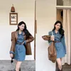 Women's Leather Brown Design Niche Jacket Female Retro Loose Suit In Autumn Winter 2023 Hong Kong