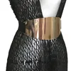 Cinture Elegante marca BLING SHINY DONNA VITA LARGA OVALE PIASTRA METALLICA SPECCHIO CINTURA ELASTICA OBI Argento Oro Bg-044 230829