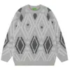 Herentruien Geometrische trui Y2K-sweater Heren Dames Herfst Oversized herentrui Zwart Grijs 230828