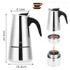 Garrafas de água de aço inoxidável cafeteira moka filtro italiano espresso percolador ferramenta mocha latte cafetiere 300ml 230829