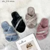 Quarto quente Novo inverno Rhinestone Faux House Slippers Fur Ladies Sapatos planos SLIP-O-O-ON Indoor Mulheres Plus T230828 454