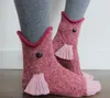 Meias femininas 2023 malha crocodilo outono inverno bonito dos desenhos animados chão quente natal engraçado calcetines de la mujer