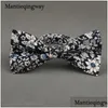 Lenços Mantieqingway Estilo Britânico Vintage Flor Impressão Gravata Noivo Gravata Slim Floral Skinny Bowtie Cravat Drop Del Dh6Oz