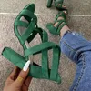 Dress Shoes Gladiator Zipper Thick With Sandals Women Pumps Summer Open Toe High Heels Low Block Heel Wedges 2023 Mules