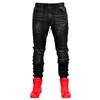 Pantaloni da uomo primavera taglie forti S-3XL neri blu pieghettati Aasual slim micro-tretch con coulisse Jeans HKD230829