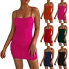 Casual Dresses Women's Halter Kort klänning Sexig rygglös paljett Nattklubb Party slips midja midi