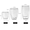 Verres à vin Style japonais rayure Double paroi tasse Bier Koffie tasses à eau Hitteendige transparent Drinkware gobelet