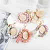 Keychains Fashion Heart Flower Silicon Beads Tassel Keychain Wood Letter Wooden Disc Bracelet Keyring For Women Girls Jewelry Gifts