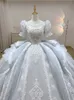 Plus Size Ball Brautkleider Prinzessin Pearls Brautkleid Kappe Hülle Perlen angewandte Lace Beach Custom MADE MADE MADE MADE MADE MAD