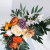 Decorative Flowers Wreaths 2pcs Artificial Flowers Wedding Backdrop Wreath Decor Welcome Card Sign Corner Wall Props Arrange Arch Fake Flower Row 230828