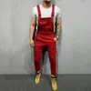 Heren Jeans High Street Zakken Mannen Mode Slim Fit Denim Jumpsuits Modieuze Riem Overalls Casual Jarretel Verontruste Broek