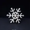 2 Inch Rhinestone Crystal Diamante Snowflake Brooch Silver Tone