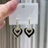 Boucles d'oreilles pendantes en forme de cœur, strass noirs, cadeaux de Couple pour femmes, coréen, Simple, mignon, romantique, bijoux, accessoires d'oreille