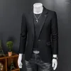 Мужские костюмы Mens Black Blazers 2023 Spring Men Blazer Smart Casual Jacket Solid Business Backets Мужской офицер S-5XL