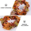 Decorative Flowers Pumpkin Maple Wreath Garland Ornament Simulation Fall Harvest Halloween Decor Wall Hanging Adornment Front Door