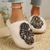 Decoration Women Flower New Thick Bottom Fur Winter Leopard Luxurious Indoor Baotou Cotton Warm Home Slippers T230829 d479