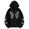 Women's Hoodies Y2k Women Zip Up Hoodie Rhinestone Long Sleeve Hooded Sweatshirt Goth Coat Vintage Going Out Jacket Fairycore Grunge