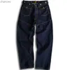 Mens Jeans Vintage Amekaji Denim Wide Leg Pants Cargo Cowboy Gardener pojkvän Jean High midja Fashion Lous Straight Byxor HKD230829