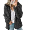 Misto lana da donna Giacca autunno-inverno da donna Cappotto femminile Causale morbido pile con cappuccio in peluche caldo taglie forti Pelliccia sintetica soffice cerniera Top Sudadera 230829