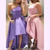 2023 Special Link One Shoulder Prom Dresses Crystal Hi-Lo Satin Evening Formal Party Second Reception Birthday Engagement Gowns Dress Robe De Soiree