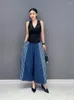 Women's Pants Korean Fashion Stripe Denim Women Summer Wide Leg Casual Ankle Length Trousers Pantalones Anchos De Verano