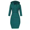 Casual Dresses Personlighet Design Kvinnor Slim Striped Hoodie Dress Summery Summer Petite Maxi