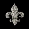 2 "빈티지 실버 클리어 리네 스톤 Fleur de Lis Crystal Bridal Pin Brooch