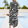 Vestidos casuales Black Zebra Stripes Vestido de gasa Animal Lindo Estético Damas Sexy Diseño Ropa 3XL 4XL 5XL